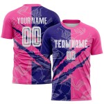 Benutzerdefinierte Graffiti Muster Dunkel Lila-Rosa Scratch Sublimation Fußball Uniform Jersey Benutzerdefinierte Graffiti Muster Dunkel Lila-Rosa Scratch Sublimation Fußball Uniform Jersey