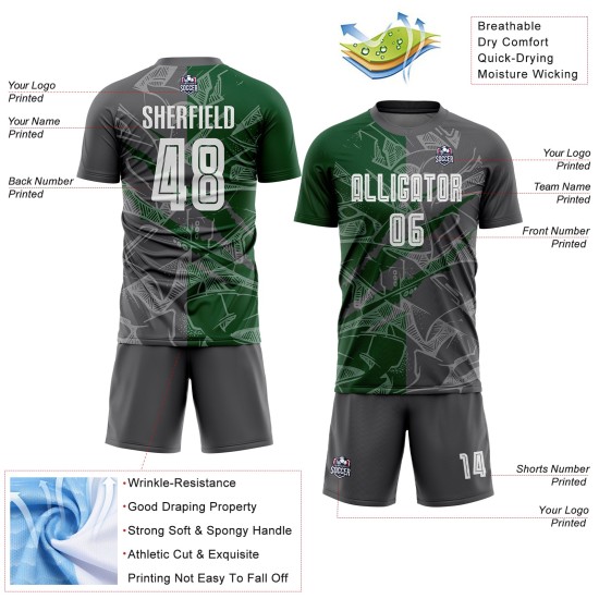 Benutzerdefinierte Graffiti Muster Stahl Grau-Grün Scratch Sublimation Fußball Uniform Trikot Benutzerdefinierte Graffiti Muster Stahl Grau-Grün Scratch Sublimation Fußball Uniform Trikot