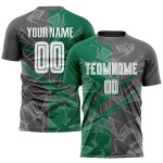 Benutzerdefinierte Graffiti Muster Kelly Grün-Stahl Grau Scratch Sublimation Fußball Uniform Jersey Benutzerdefinierte Graffiti Muster Kelly Grün-Stahl Grau Scratch Sublimation Fußball Uniform Jersey