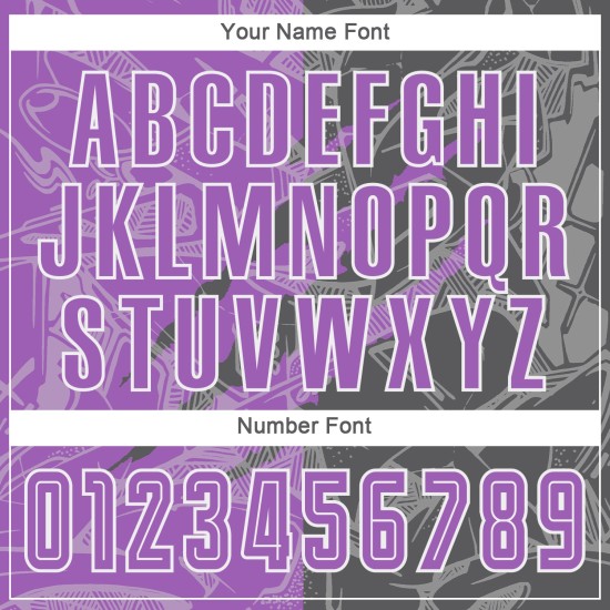 Benutzerdefinierte Graffiti Muster Medium Lila-Stahl Grau Scratch Sublimation Fußball Uniform Jersey Benutzerdefinierte Graffiti Muster Medium Lila-Stahl Grau Scratch Sublimation Fußball Uniform Jersey