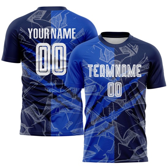 Benutzerdefinierte Graffiti Muster Thunder Blue-Navy Scratch Sublimation Fußball Uniform Jersey