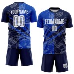 Benutzerdefinierte Graffiti Muster Thunder Blue-Navy Scratch Sublimation Fußball Uniform Jersey