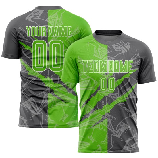 Benutzerdefinierte Graffiti Muster Aurora Grün-Stahl Grau Scratch Sublimation Fußball Uniform Jersey Benutzerdefinierte Graffiti Muster Aurora Grün-Stahl Grau Scratch Sublimation Fußball Uniform Jersey