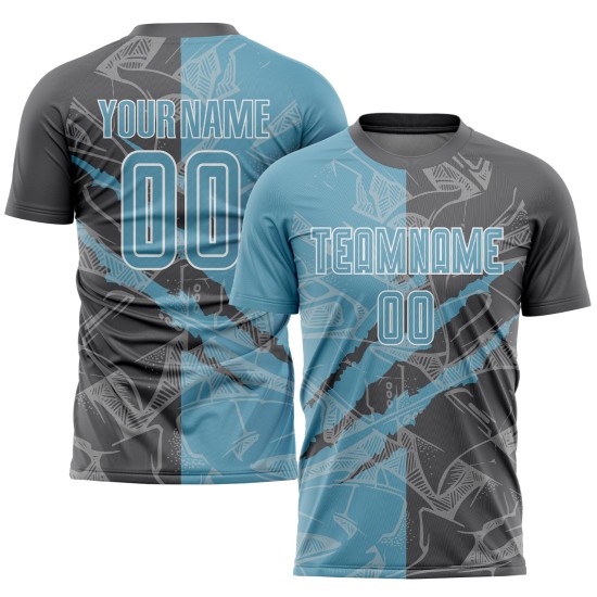 Benutzerdefinierte Graffiti Muster Schatten Blau-Stahl Grau Scratch Sublimation Fußball Uniform Jersey Benutzerdefinierte Graffiti Muster Schatten Blau-Stahl Grau Scratch Sublimation Fußball Uniform Jersey