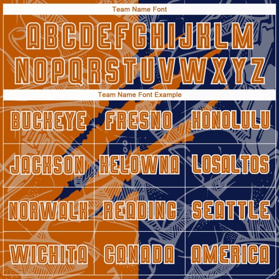 Benutzerdefinierte Graffiti Muster Texas Orange-Navy Scratch Sublimation Fußball Uniform Jersey Benutzerdefinierte Graffiti Muster Texas Orange-Navy Scratch Sublimation Fußball Uniform Jersey