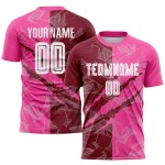 Benutzerdefinierte Graffiti Muster Crimson-Pink Scratch Sublimation Fußball Uniform Jersey Benutzerdefinierte Graffiti Muster Crimson-Pink Scratch Sublimation Fußball Uniform Jersey