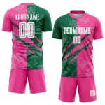 Benutzerdefinierte Graffiti Muster Kelly Grün-Pink Scratch Sublimation Fußball Uniform Jersey Benutzerdefinierte Graffiti Muster Kelly Grün-Pink Scratch Sublimation Fußball Uniform Jersey
