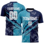 Benutzerdefinierte Graffiti Muster Panther Blau-Navy Scratch Sublimation Fußball Uniform Jersey Benutzerdefinierte Graffiti Muster Panther Blau-Navy Scratch Sublimation Fußball Uniform Jersey