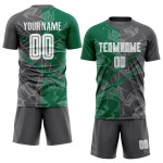 Benutzerdefinierte Graffiti Muster Kelly Grün-Stahl Grau Scratch Sublimation Fußball Uniform Jersey Benutzerdefinierte Graffiti Muster Kelly Grün-Stahl Grau Scratch Sublimation Fußball Uniform Jersey