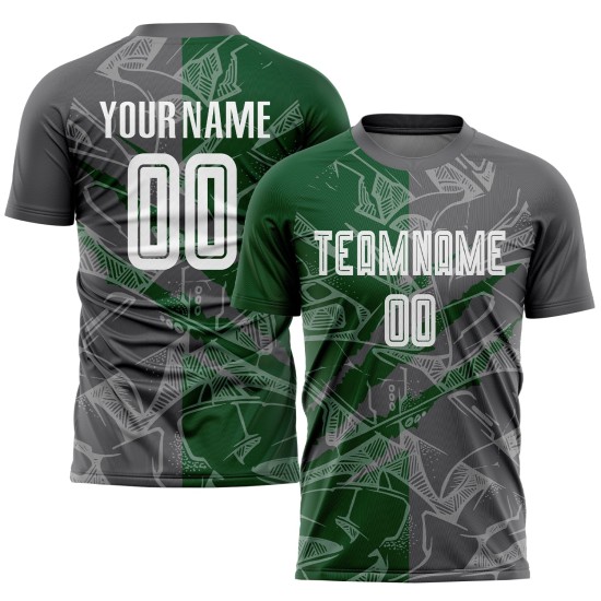 Benutzerdefinierte Graffiti Muster Stahl Grau-Grün Scratch Sublimation Fußball Uniform Trikot Benutzerdefinierte Graffiti Muster Stahl Grau-Grün Scratch Sublimation Fußball Uniform Trikot