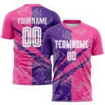 Benutzerdefinierte Graffiti Muster Lila-Rosa Scratch Sublimation Fußball Uniform Jersey Benutzerdefinierte Graffiti Muster Lila-Rosa Scratch Sublimation Fußball Uniform Jersey