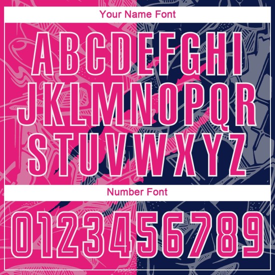 Benutzerdefinierte Graffiti Muster Hot Pink-Navy Scratch Sublimation Fußball Uniform Jersey Benutzerdefinierte Graffiti Muster Hot Pink-Navy Scratch Sublimation Fußball Uniform Jersey